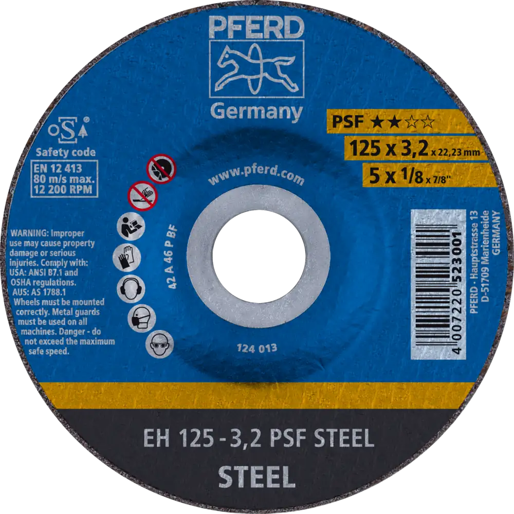 Pferd Tools PFERD TOOLS Trennscheibe EH 125x3,2x22,23 mm gekröpft Universallinie PSF STEEL für Stahl-1 Product picture Primär-Darstellung