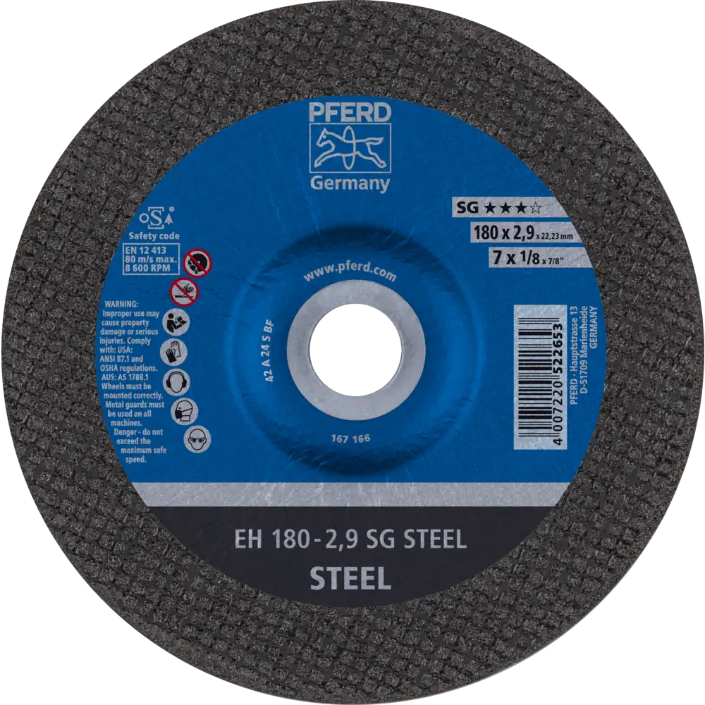 Pferd Tools PFERD TOOLS Trennscheibe EH 180x2,9x22,23 mm gekröpft Leistungslinie SG STEEL für Stahl-1 Product picture Primär-Darstellung