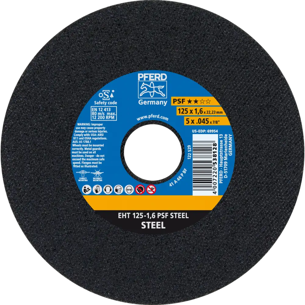 Pferd Tools PFERD TOOLS Trennscheibe EHT 125x1,6x22,23 mm gerade Universallinie PSF STEEL für Stahl-1 Product picture Primär-Darstellung