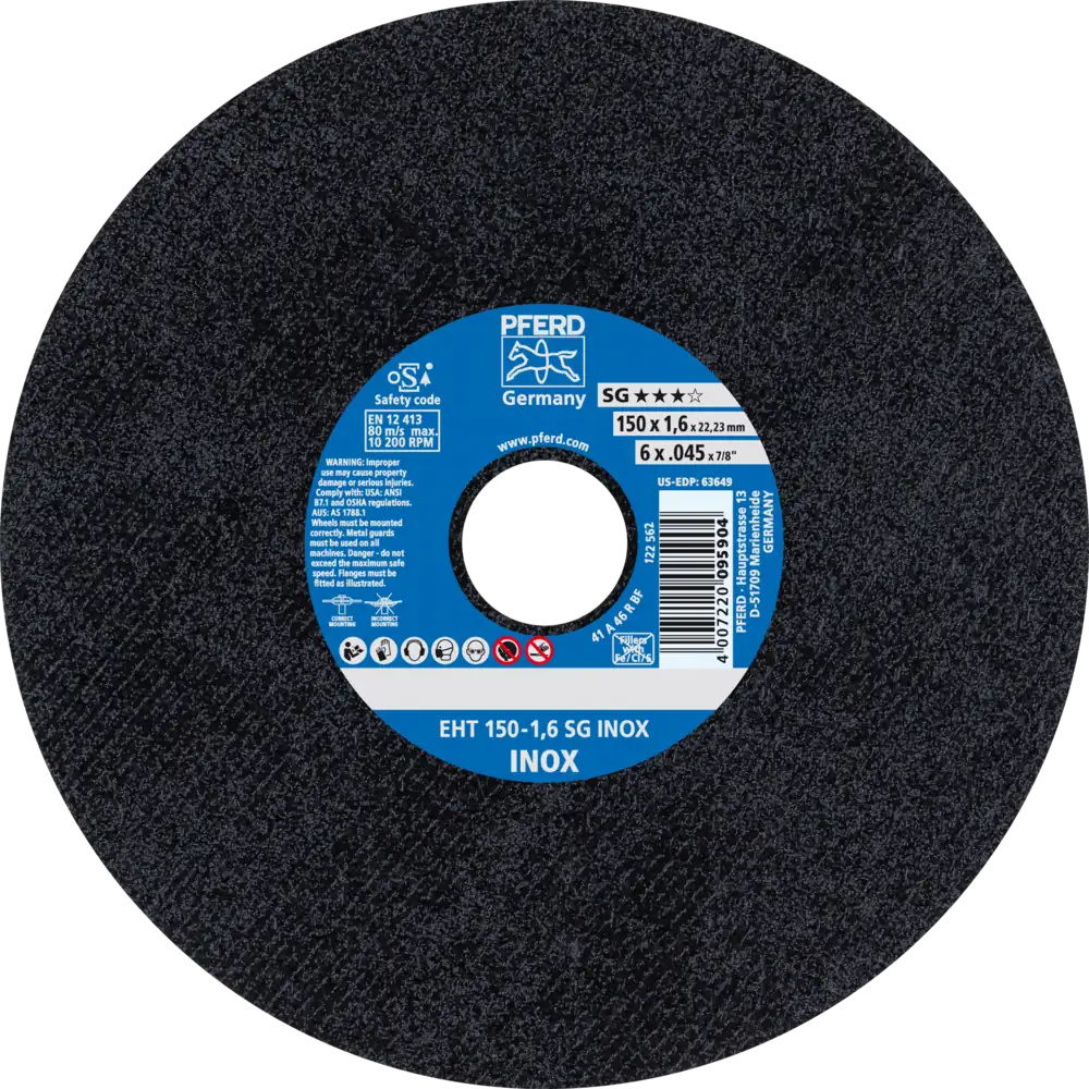 Pferd Tools Trennscheibe EHT 150×1,6×22,23 mm gerade Leistungslinie SG INOX für Edelstahl