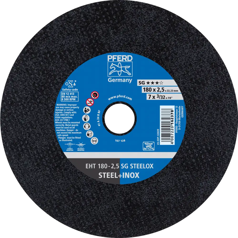 Pferd Tools PFERD TOOLS Trennscheibe EHT 180x2,5x22,23 mm gerade Leistungslinie SG STEELOX für Stahl/Edelstahl-1 Product picture Primär-Darstellung