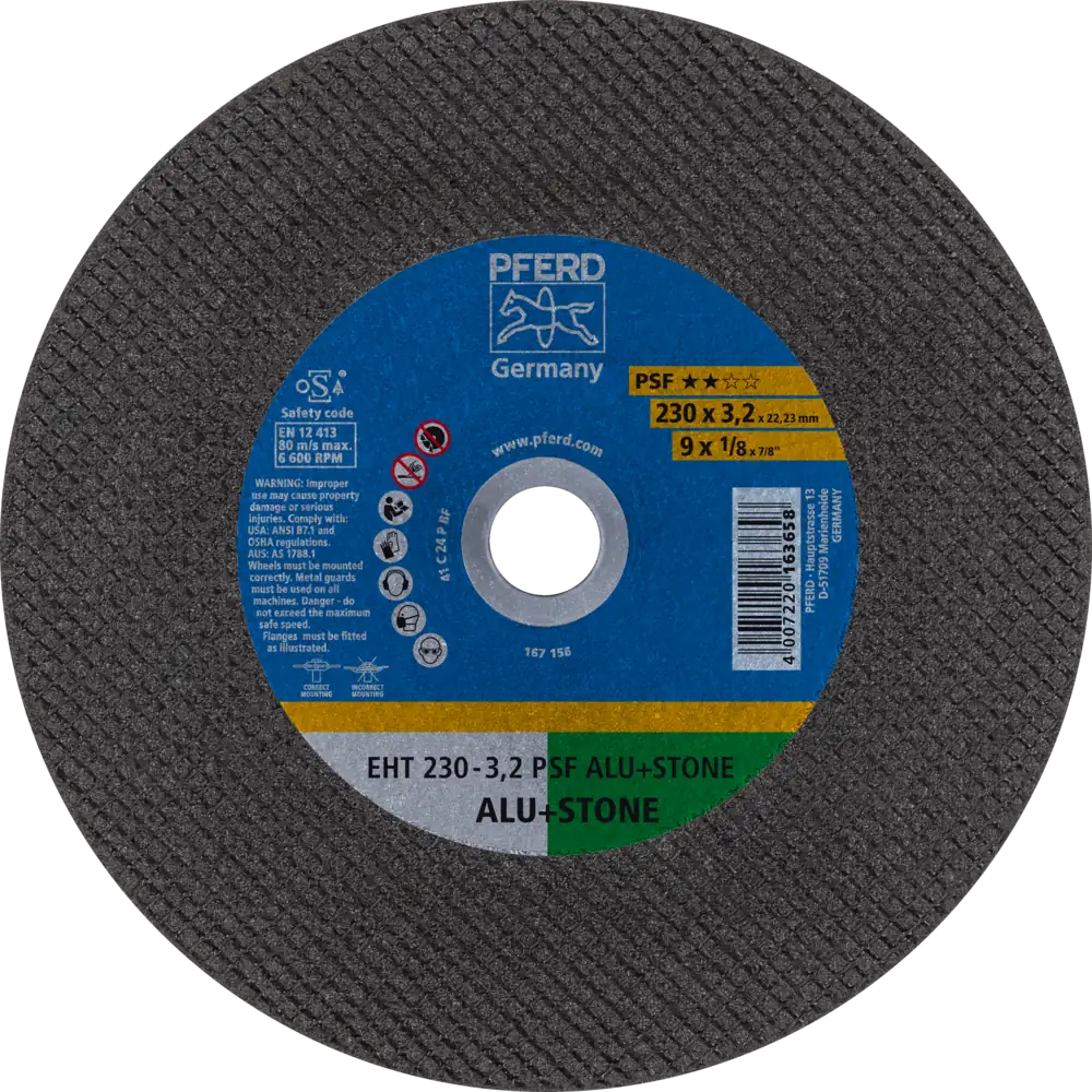 Pferd Tools PFERD TOOLS Trennscheibe EHT 230x3,2x22,23 mm gerade Uni.-Linie PSF ALU+STONE für Alu/NE-Met./Stein-1 Product picture Primär-Darstellung