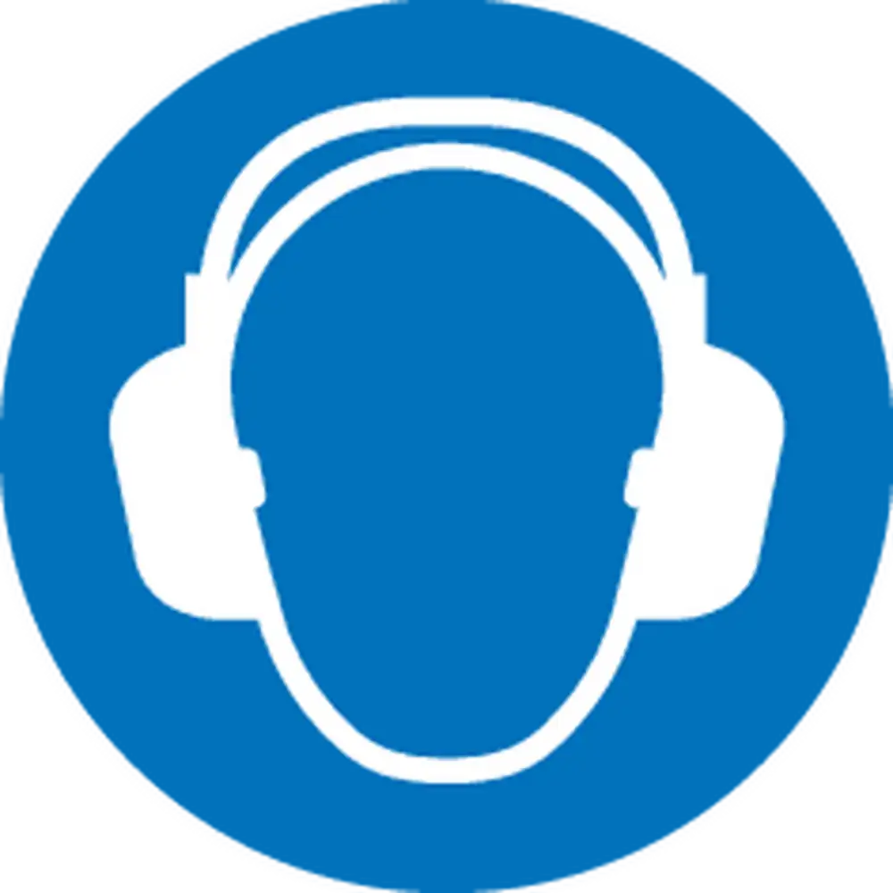 Pferd Tools PFERD TOOLS Keramikkorn Fiberscheibe Ø 125 mm CO-COOL50 für kühlen Schliff auf Edelstahl-6 Safety pictogram Wear ear protection (ISO 7010)