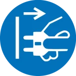 Safety pictogram Disconnect mains plug from electrical outlet (ISO 7010)