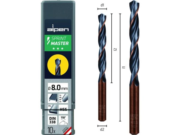 L205 Ø19,5 Spiralbohrer DIN 338 Sprint Master-1