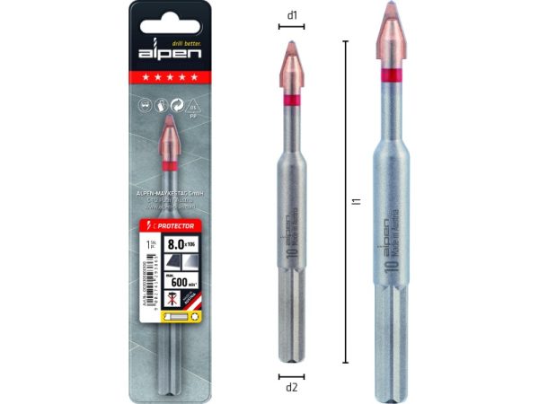 L107 Ø10 Feinsteinzeug-Fliesenbohrer C PROTECTOR-1