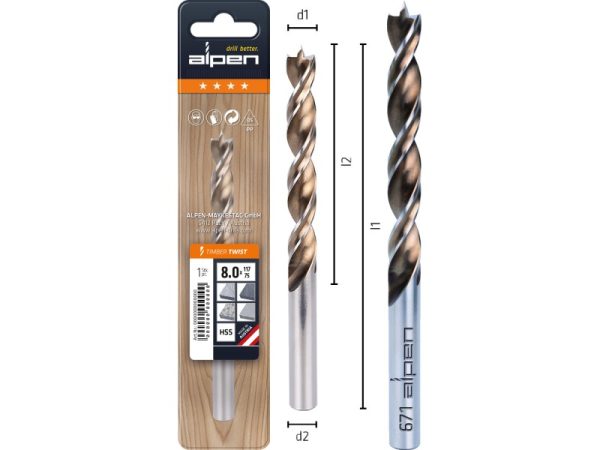 L100 Ø5 Holzspiralbohrer TIMBER TWIST-1