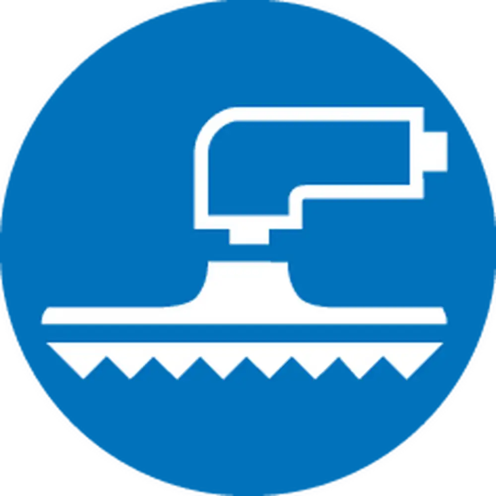 Pferd Tools PFERD TOOLS Keramikkorn Fiberscheibe Ø 125 mm CO-ALU36 für weiche NE Metalle-5 Safety pictogram Only to be used with a back-up pad