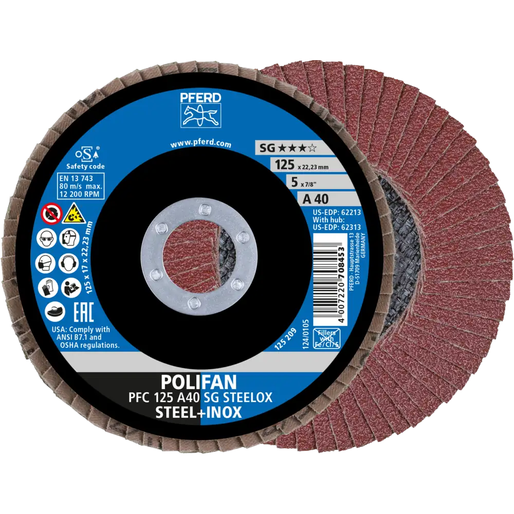 Pferd Tools PFERD TOOLS POLIFAN Fächerscheibe PFC 125x22,23 mm konisch A40 SG STEELOX Stahl/Edelstahl-1 Product picture Primär-Darstellung