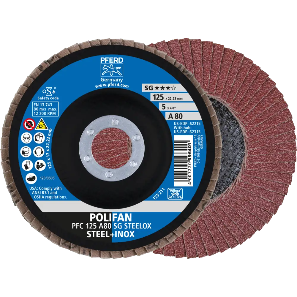 Pferd Tools PFERD TOOLS POLIFAN Fächerscheibe PFC 125x22,23 mm konisch A80 SG STEELOX Stahl/Edelstahl-1 Product picture Primär-Darstellung