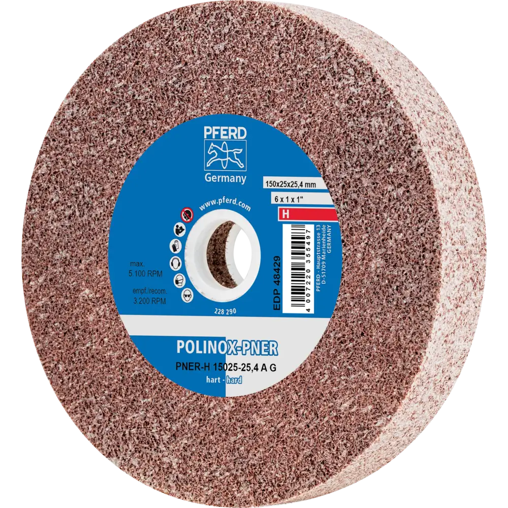 Pferd Tools PFERD TOOLS POLINOX verpresstes Vlies-Rad PNER Ø 150x25 mm Bohrung-Ø 25,4 mm Hart A Grob für Finish-1 Product picture Primär-Darstellung