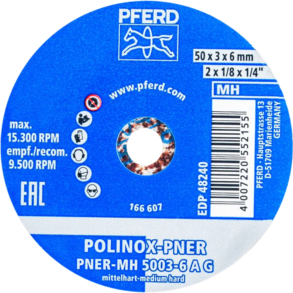 Pferd Tools PFERD TOOLS POLINOX verpresstes Vlies-Rad PNER Ø 50x3 mm Bohrung-Ø 6 mm Mittelhart A Grob für Finish -1 Product picture Primär-Darstellung