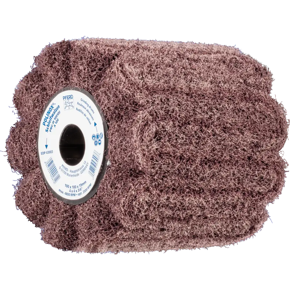 Pferd Tools PFERD TOOLS POLINOX Vlies-Schleifwalze PNG Ø 100x100mm Keilnut 19 mm A100 für Feinschliff und Finish-1 Product picture Primär-Darstellung
