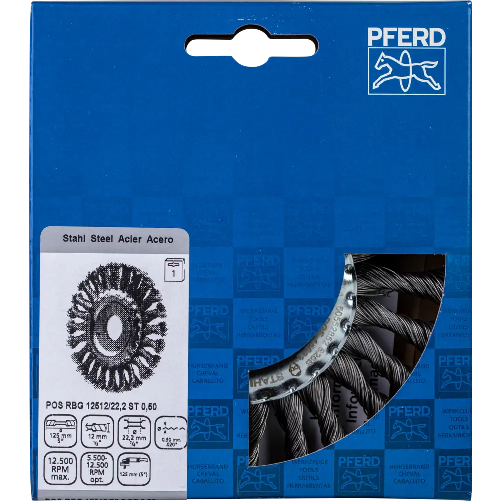 Pferd Tools PFERD TOOLS Rundbürste gezopft RBG Ø 125x12x22,2 mm Stahl-Draht-Ø 0,50mm Winkelschleifer-1 Product picture Primär-Darstellung