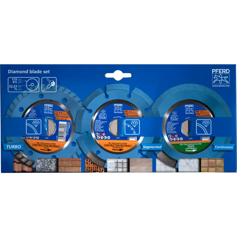 Pferd Tools PFERD TOOLS 3-tlg. Diamant-Trennscheiben-Set 115x1,6/1,9 mm PSF Allround-1 Product picture Primär-Darstellung