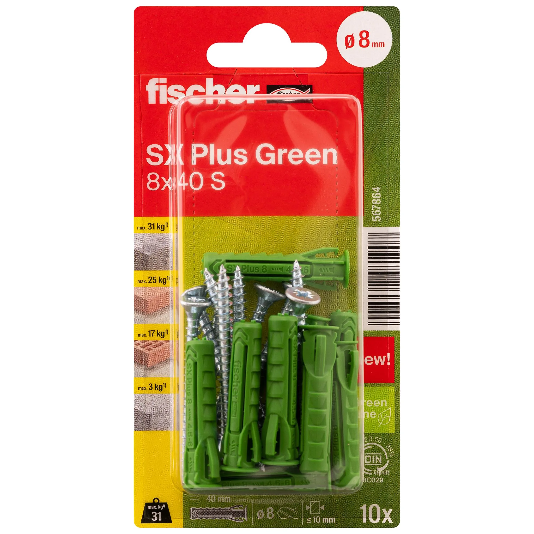 fischer Dübel SX Plus Green 8x40 S K (10)-2
