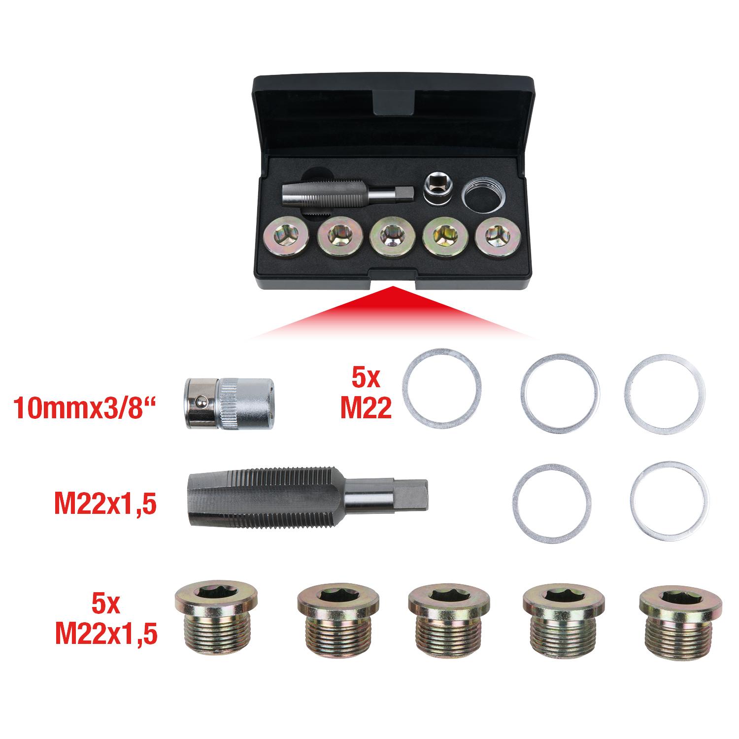 KS Tools Ölablassschrauben-Gewindereparatur-Satz, 12-tlg M22 x 1,5-1 Foto Gesamt Allgemein
