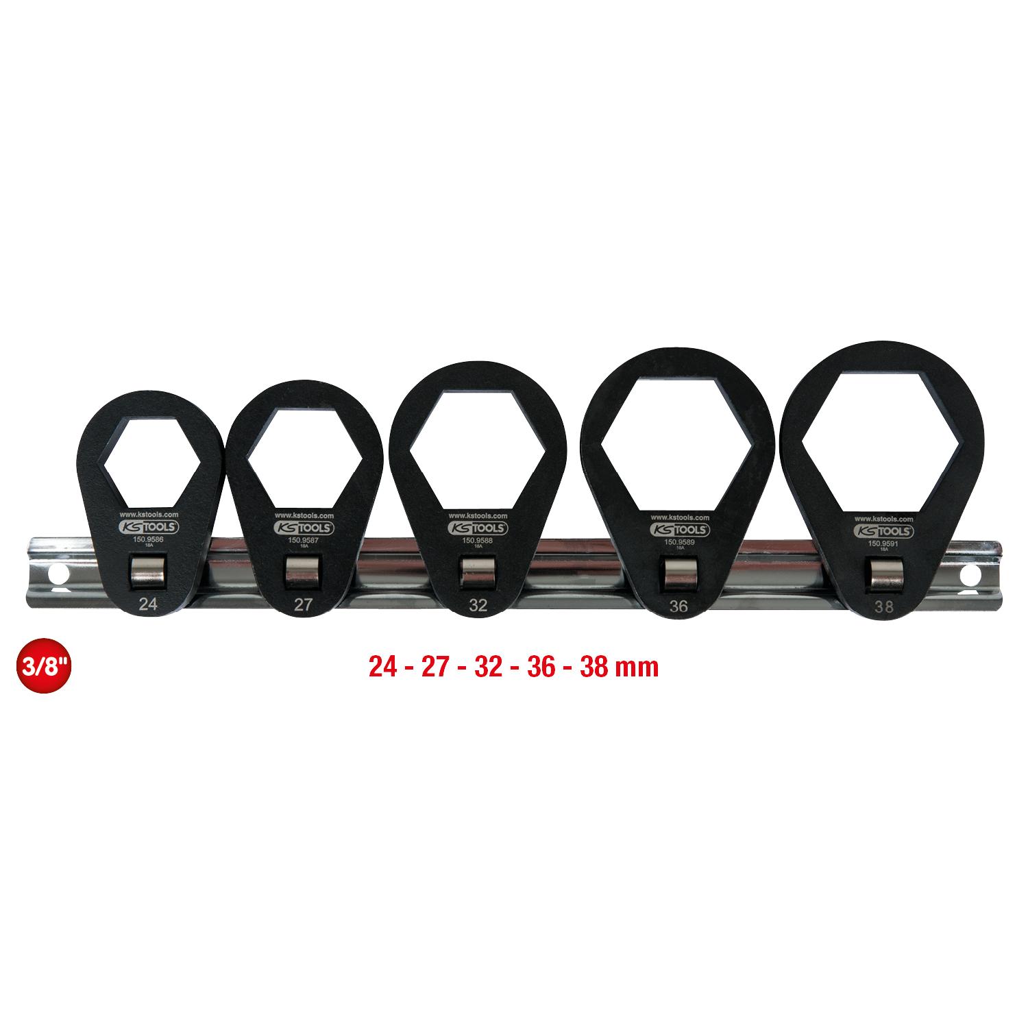 KS Tools 3/8" Einsteck-Ringschlüssel-Satz, extra flach, 5-tlg-1 Foto Gesamt Allgemein