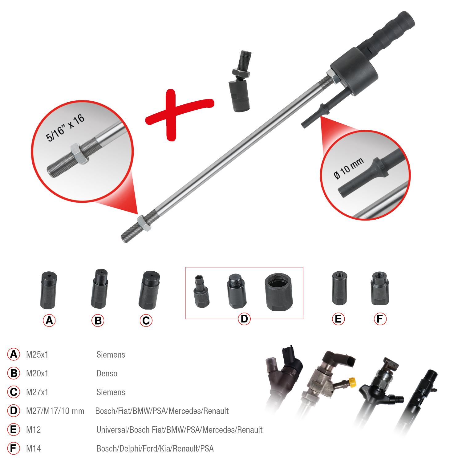 KS Tools Druckluft-Meißel-Injektoren-Auszieh-Satz, 10-tlg-1 Foto Gesamt Allgemein