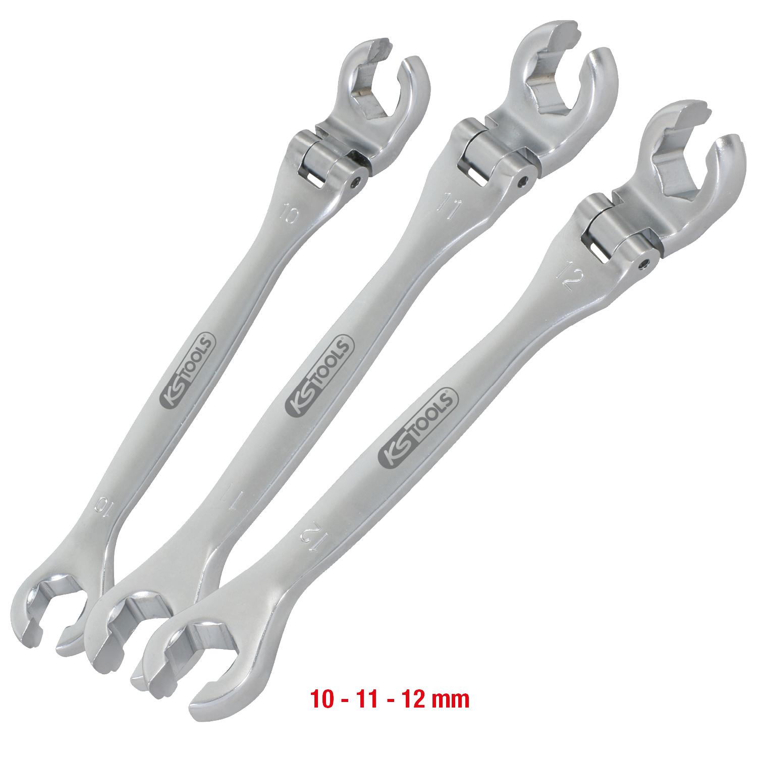 KS Tools CHROMEplus Offener Doppel-Ringschlüssel-Satz mit Gelenk, 3-tlg 10-12mm-1 Foto Gesamt Allgemein