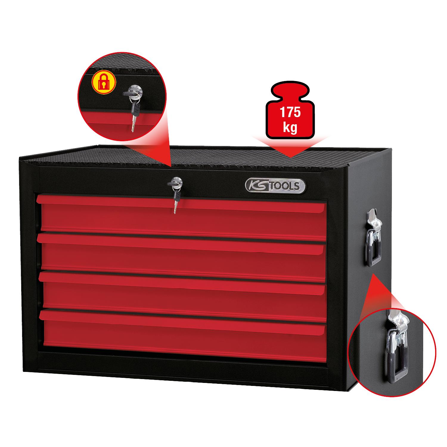 KS Tools BASICline Werkstattwagenaufsatz, 4 Schubladen, schwarz/rot-1 Foto Gesamt Allgemein
