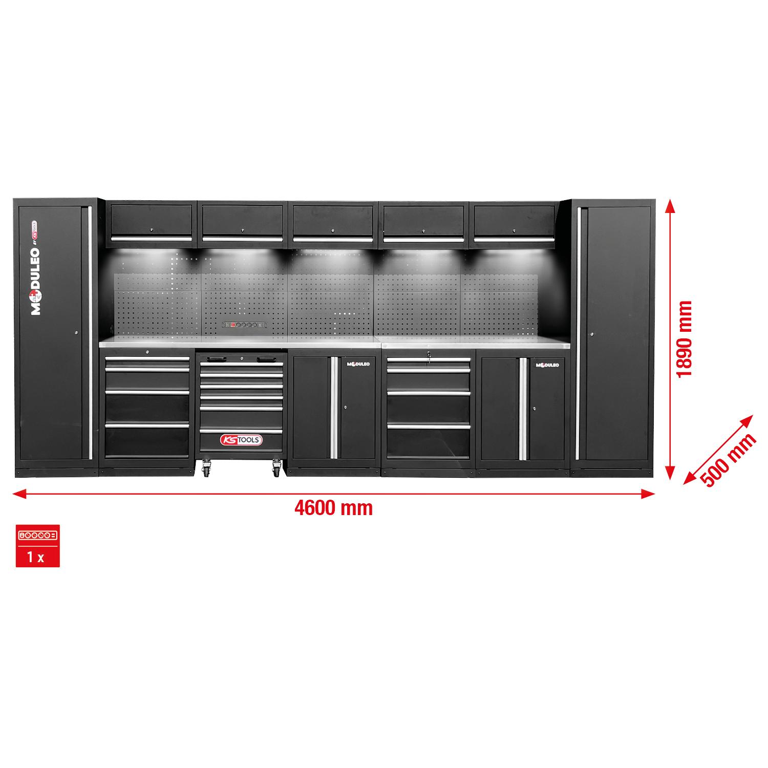 KS Tools Werkstatt-Schranksystem, gerade, 4600 x 500 mm, Variante 1-1 Foto Gesamt Allgemein