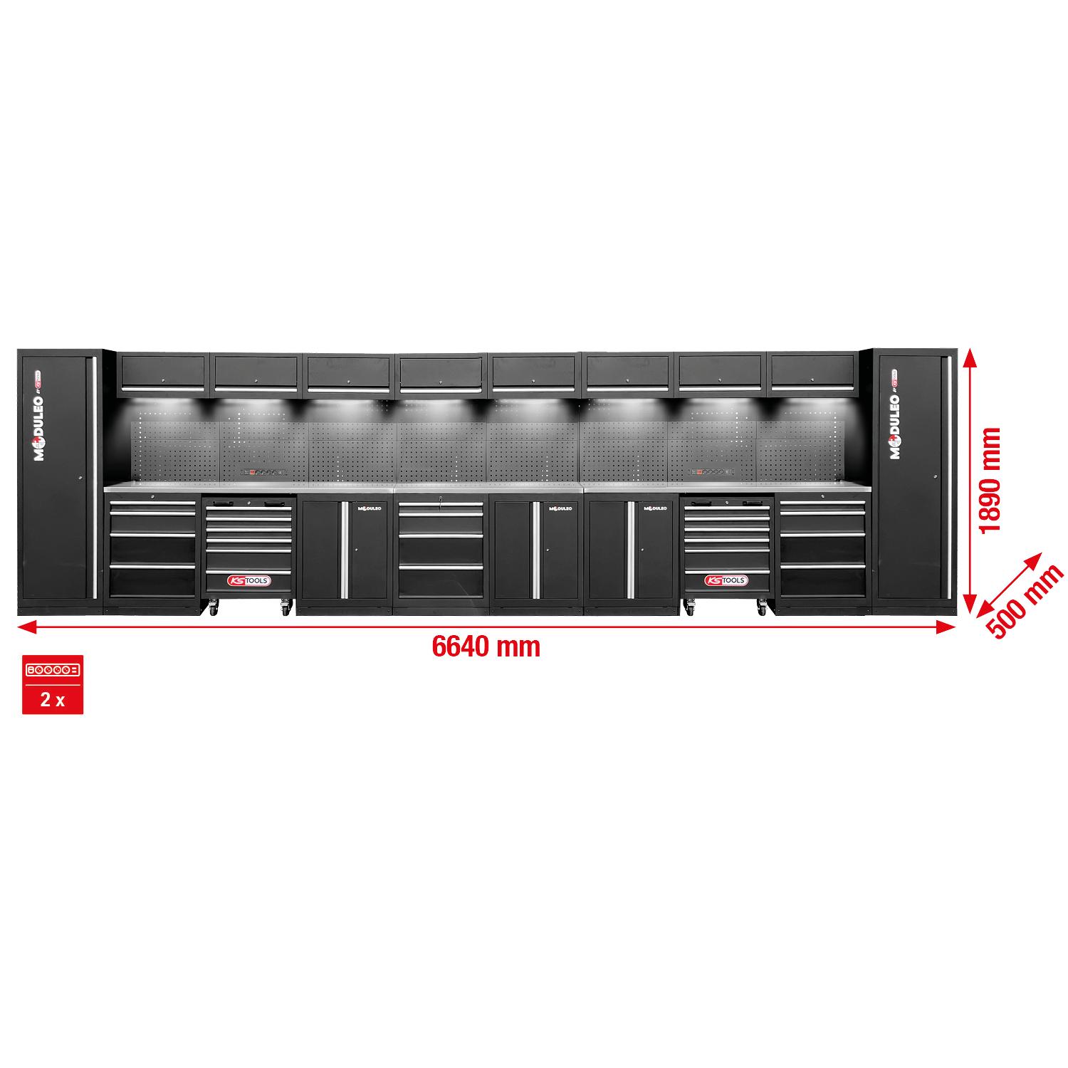 KS Tools Werkstatt-Schranksystem, gerade, 6640 x 500 mm, Variante 1-1 Foto Gesamt Allgemein
