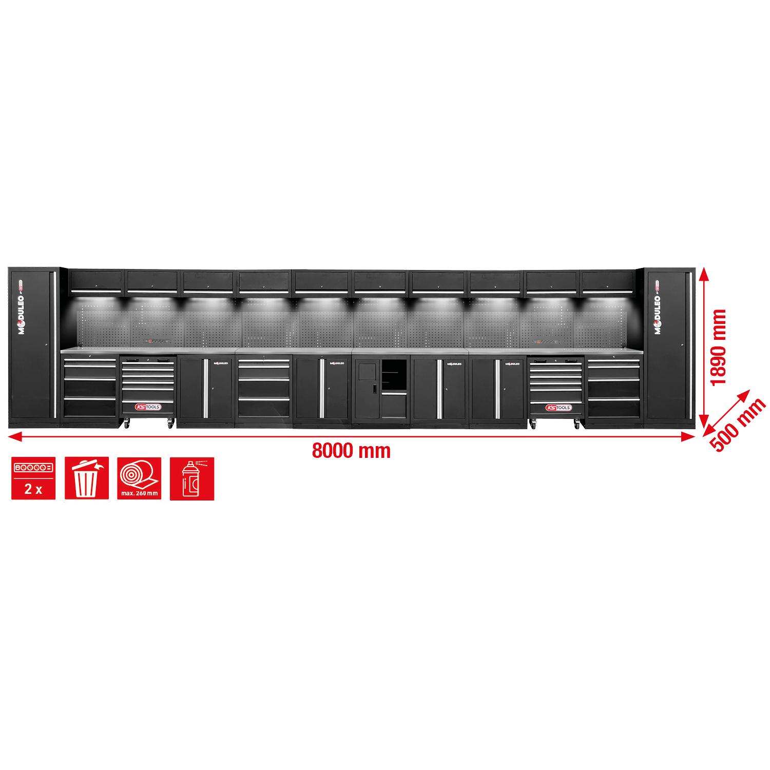 KS Tools Werkstatt-Schranksystem, gerade, 8000 x 500 mm, Variante 1-1 Foto Gesamt Allgemein
