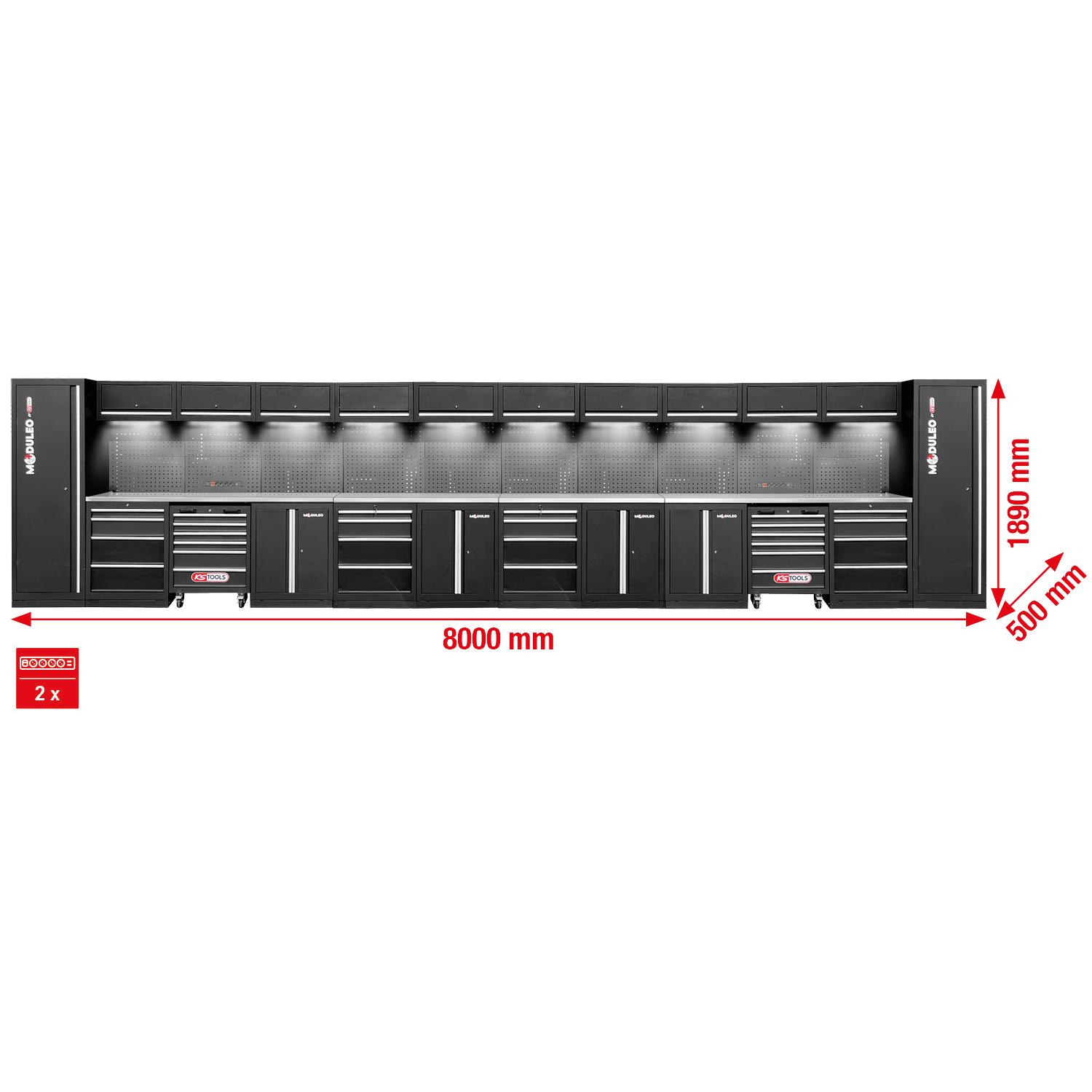 KS Tools Werkstatt-Schranksystem, gerade, 8000 x 500 mm, Variante 2-1 Foto Gesamt Allgemein