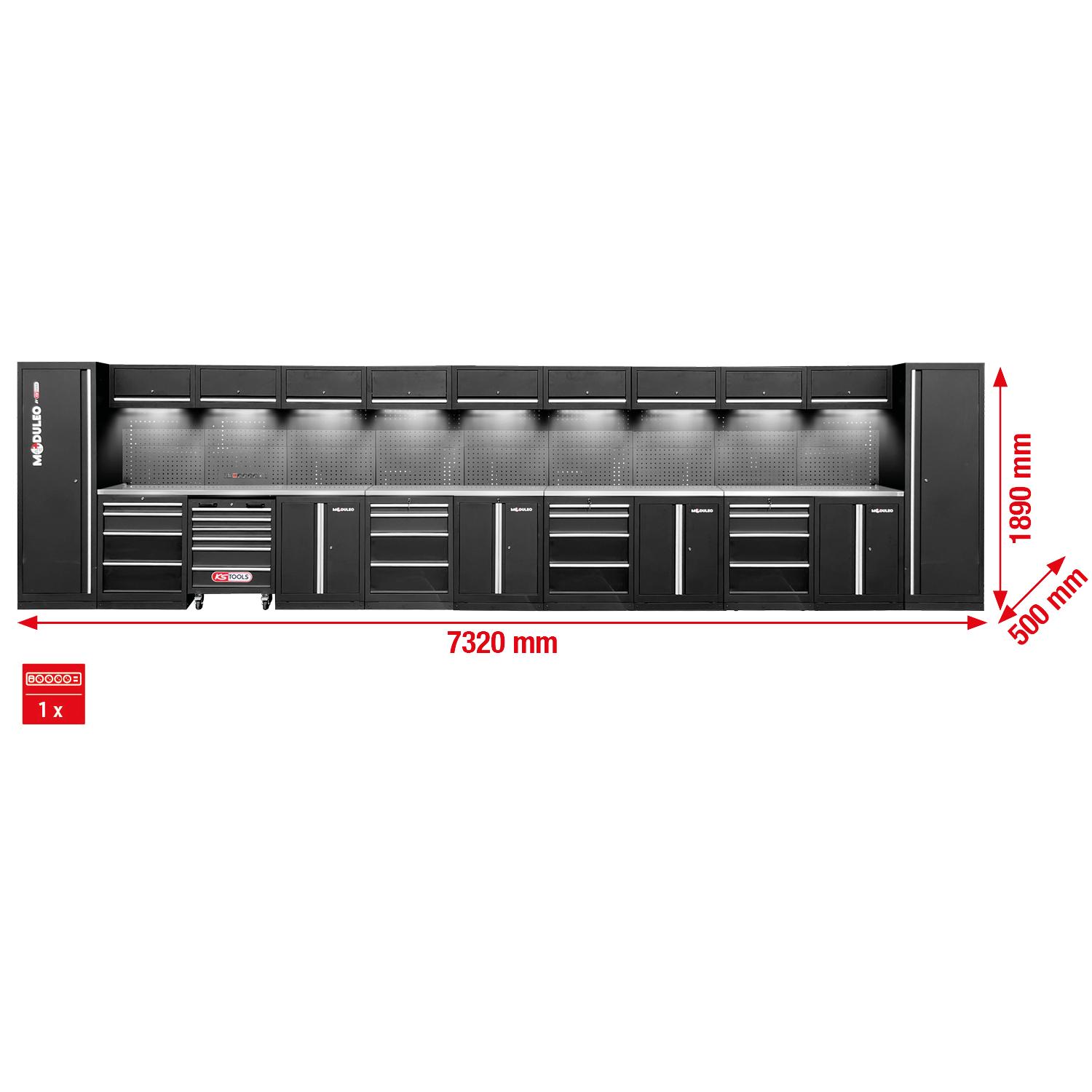 KS Tools Werkstatt-Schranksystem, gerade, 7320 x 500 mm, Variante 2-1 Foto Gesamt Allgemein
