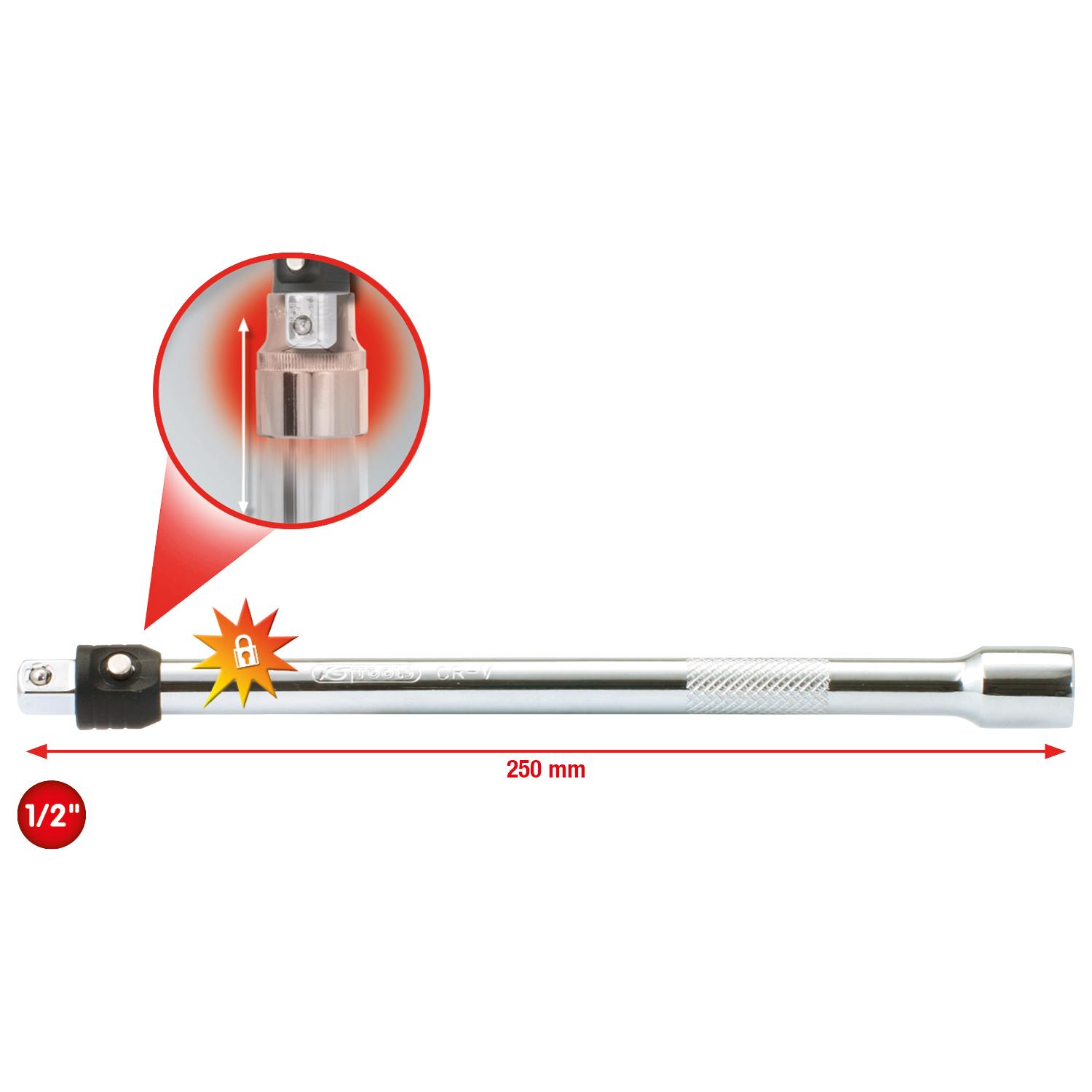 KS Tools 1/2" CHROMEplus Verlängerung mit Verriegelung, 250mm-1 Foto Gesamt Allgemein
