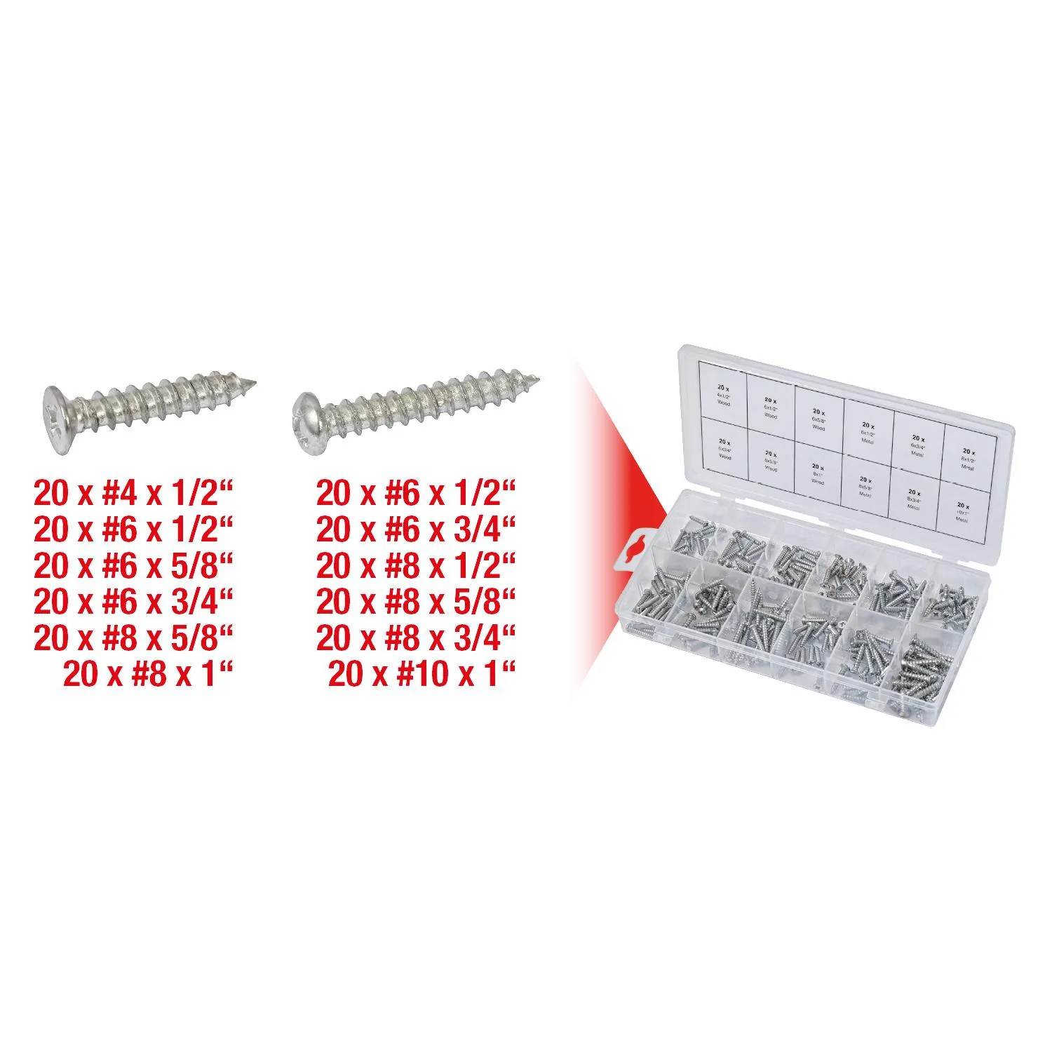 KS Tools Sortiment Metall + Holzschrauben, selbstschneidend, 240-tlg-1 Foto Gesamt Allgemein