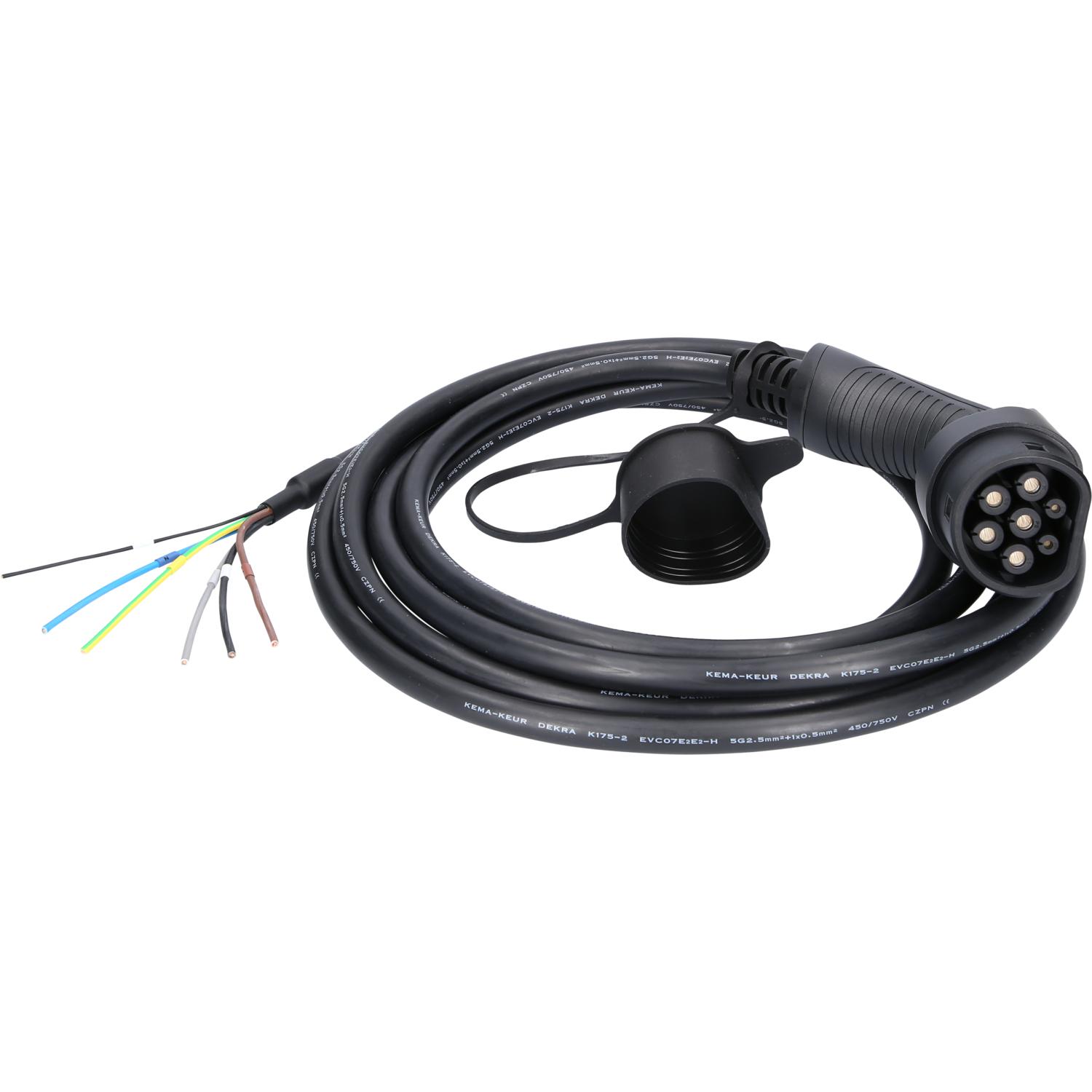 KS Tools efuturo Ladekabel gerade, Ende offen auf Typ 2 Stecker zum Anschluss an eine Wallbox, 3 Phasen, bis zu 11 kW, 16 A, 400 V, Mode 3, 5 Meter-1 Hauptbild