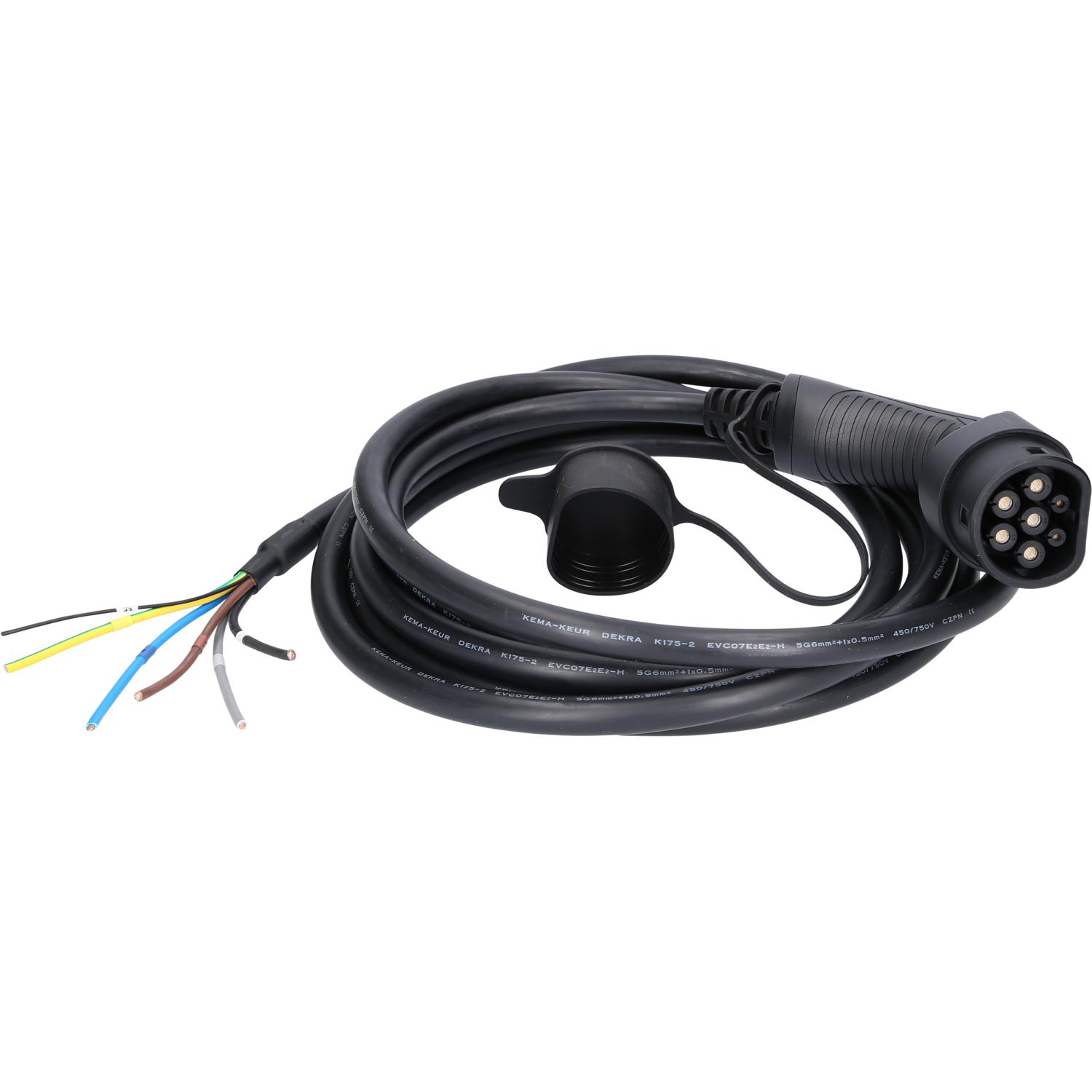 KS Tools efuturo Ladekabel gerade, Ende offen auf Typ 2 Stecker zum Anschluss an eine Wallbox, 3 Phasen, bis zu 22 kW, 32 A, 400 V, Mode 3, 5 Meter-1 Hauptbild