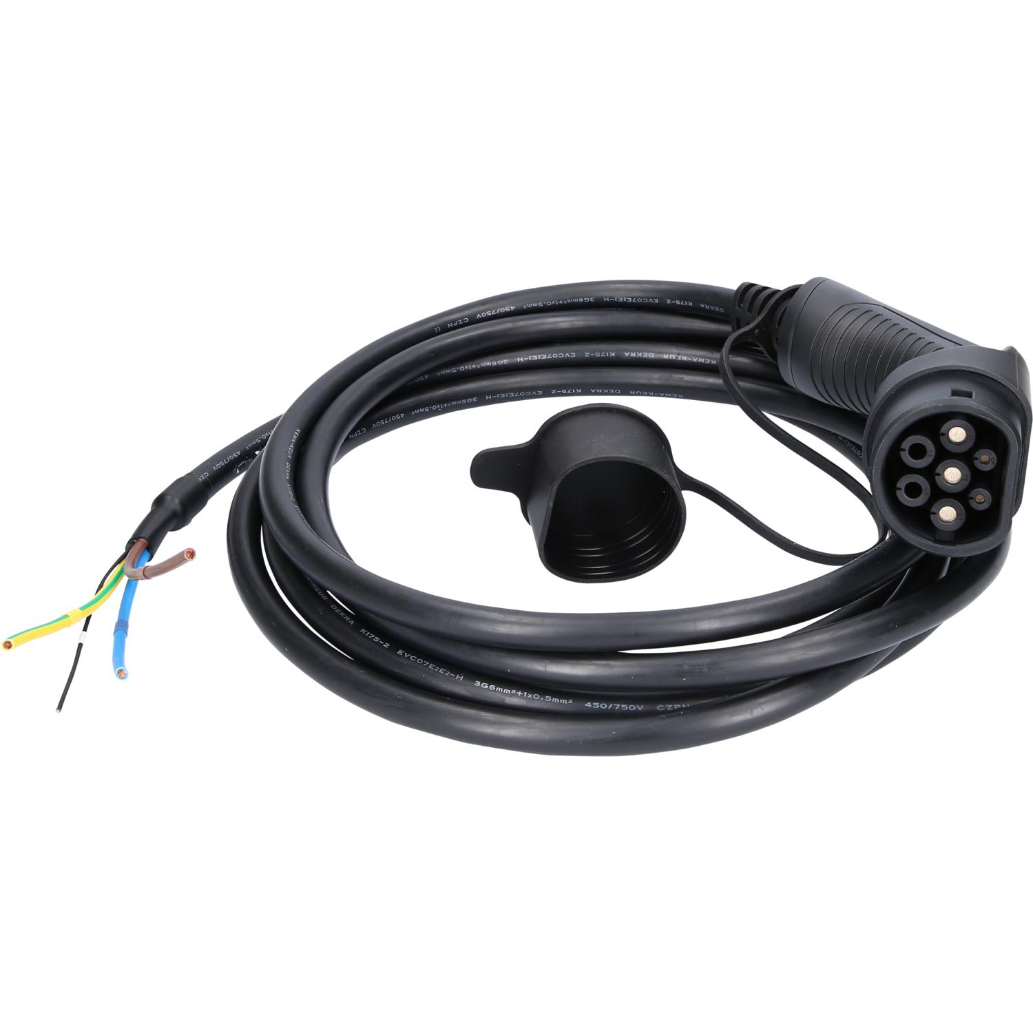KS Tools efuturo Ladekabel gerade, Ende offen auf Typ 2 Stecker zum Anschluss an eine Wallbox, 1 Phase, bis zu 7,4 kW, 32 A, 230 V, Mode 3, 5 Meter-1 Hauptbild