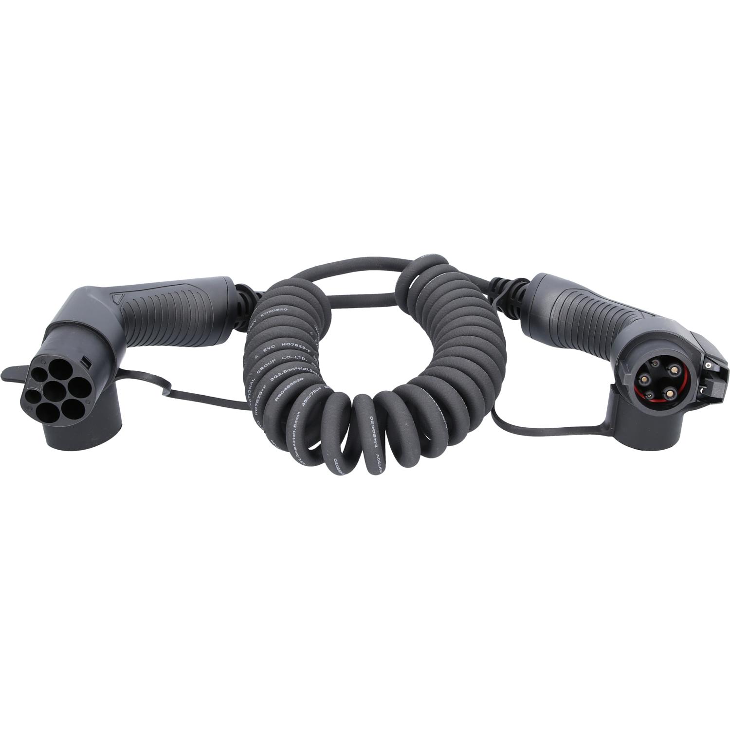 KS Tools efuturo Spiralladekabel Typ 2 auf Typ 1 Stecker, 1 Phase, bis zu 3,7 kW, 16 A, 230 V, Mode 3, 5 Meter-1 Hauptbild
