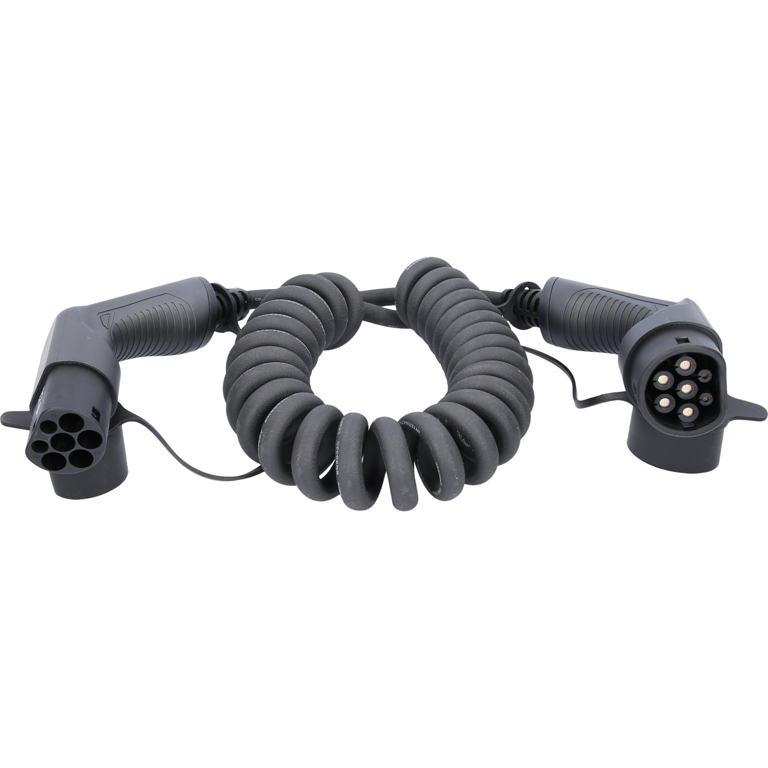 KS Tools efuturo Spiralladekabel Typ 2 auf Typ 2 Stecker, 3 Phasen, bis zu 11 kW, 32 A, 400 V, Mode 3, 5 Meter-1 Hauptbild