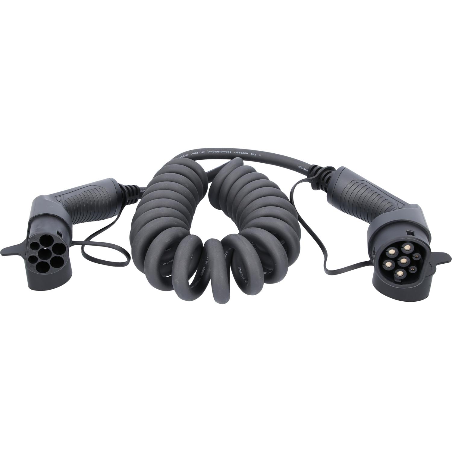 KS Tools efuturo Spiralladekabel Typ 2 auf Typ 2 Stecker, 3 Phasen, bis zu 22 kW, 32 A, 400 V, Mode 3, 5 Meter-1 Hauptbild