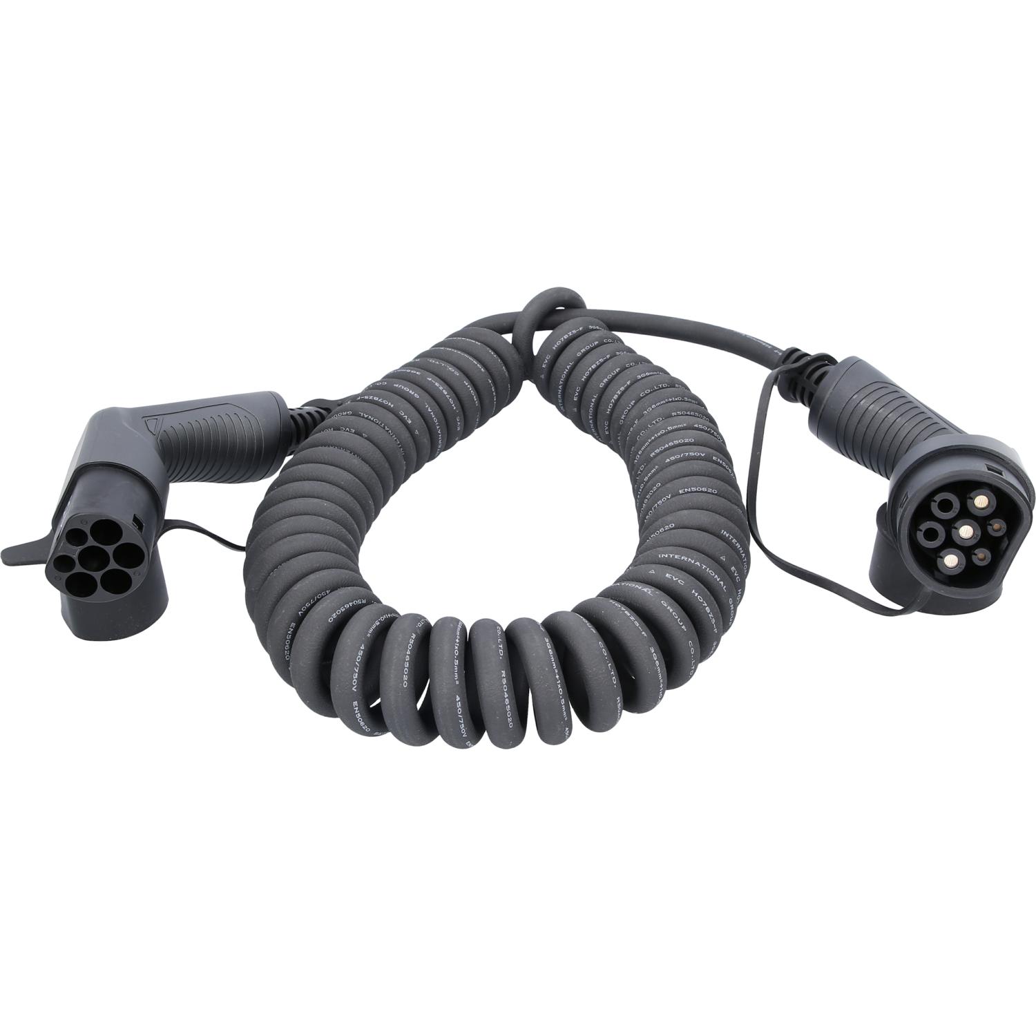KS Tools efuturo Spiralladekabel Typ 2 auf Typ 2 Stecker, 1 Phase, bis zu 7,4 kW, 32 A, 230 V, Mode 3, 8 Meter-1 Hauptbild
