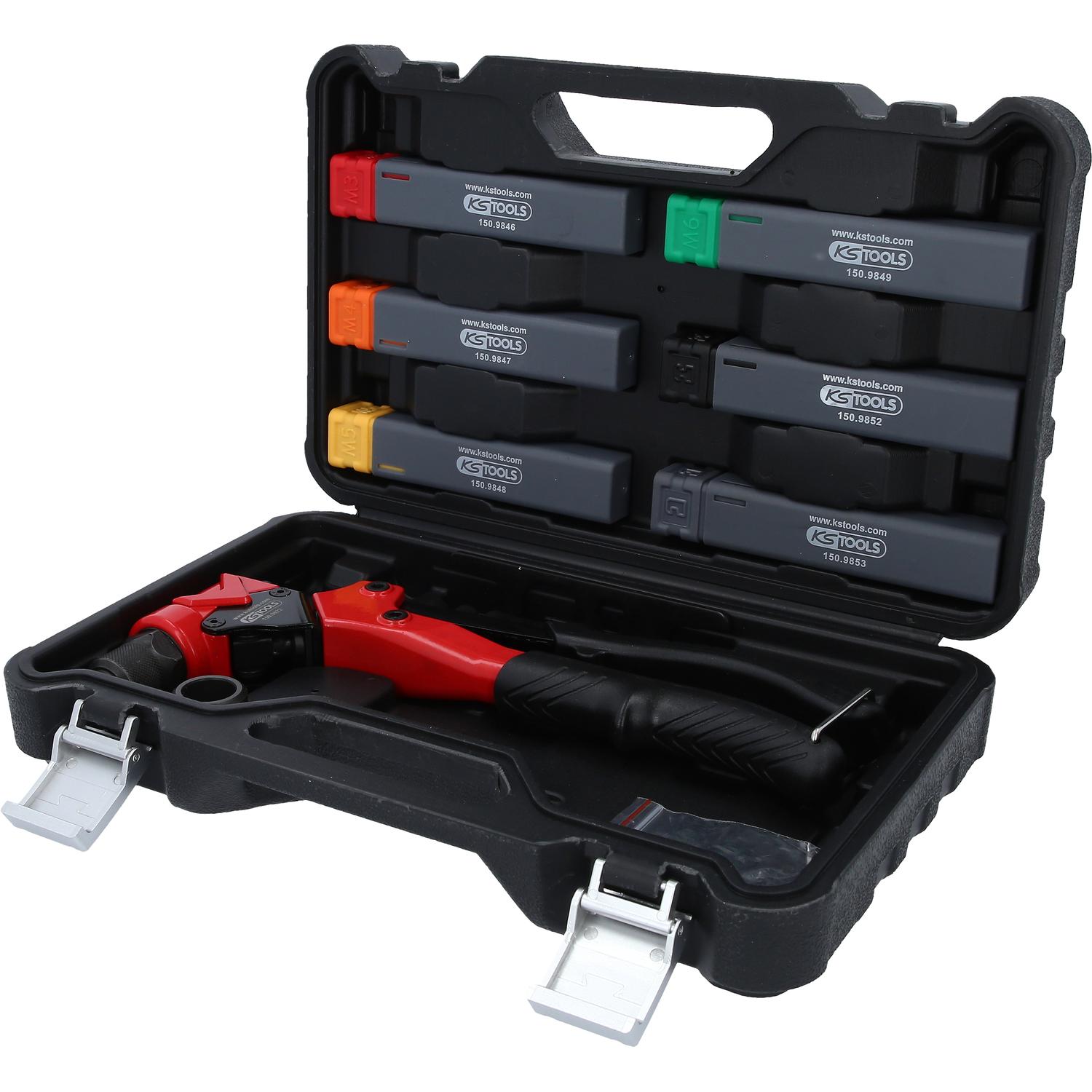 KS Tools 3 in 1 Handnietzangen-Satz, drehbar, 12-tlg-2 Hauptbild