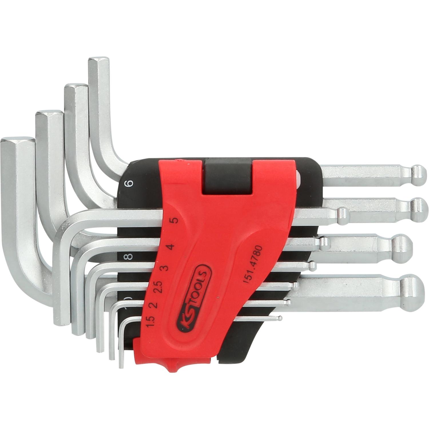 KS Tools Kugelkopf-Innensechskant-Winkelstiftschlüssel-Satz, 10-tlg, kurz, 1,5-10mm-2 Hauptbild