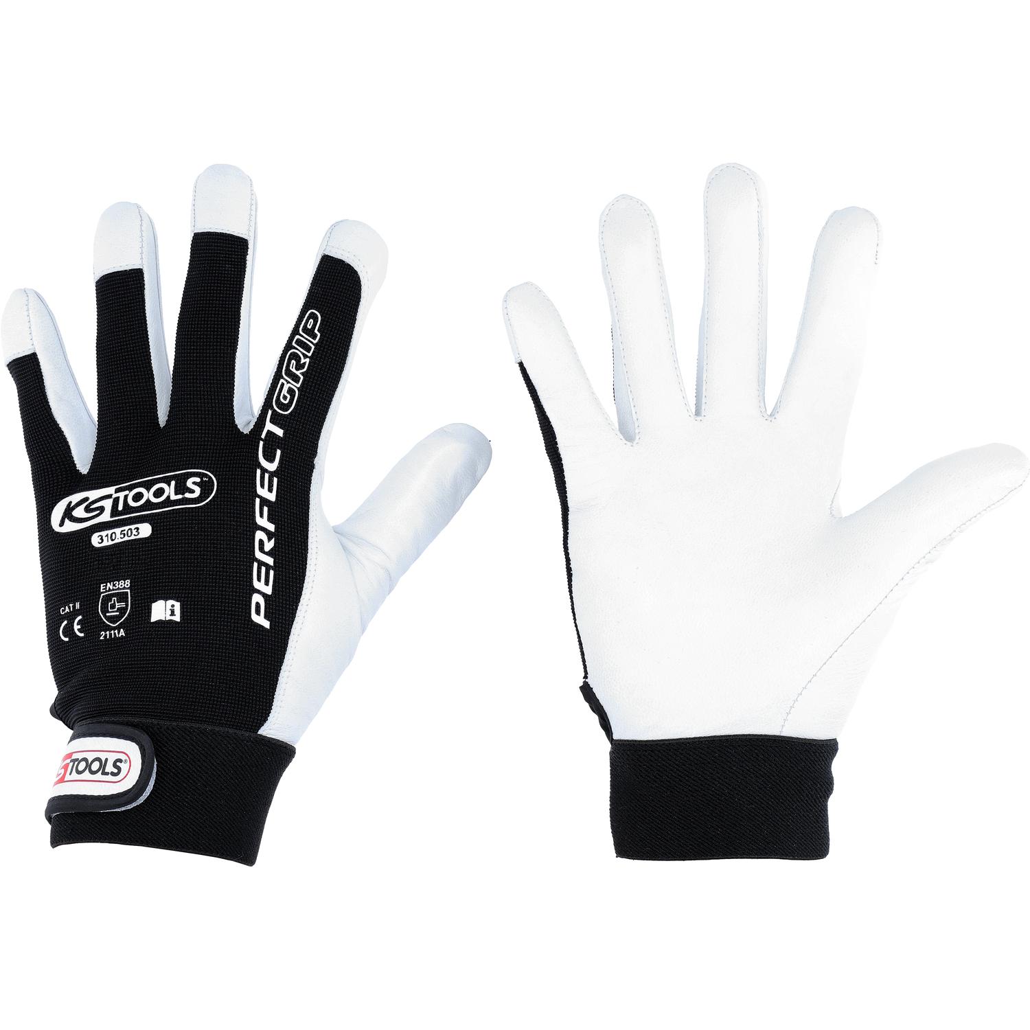 KS Tools Perfect Grip Leder-Arbeitshandschuhe S, Paar-1 Hauptbild