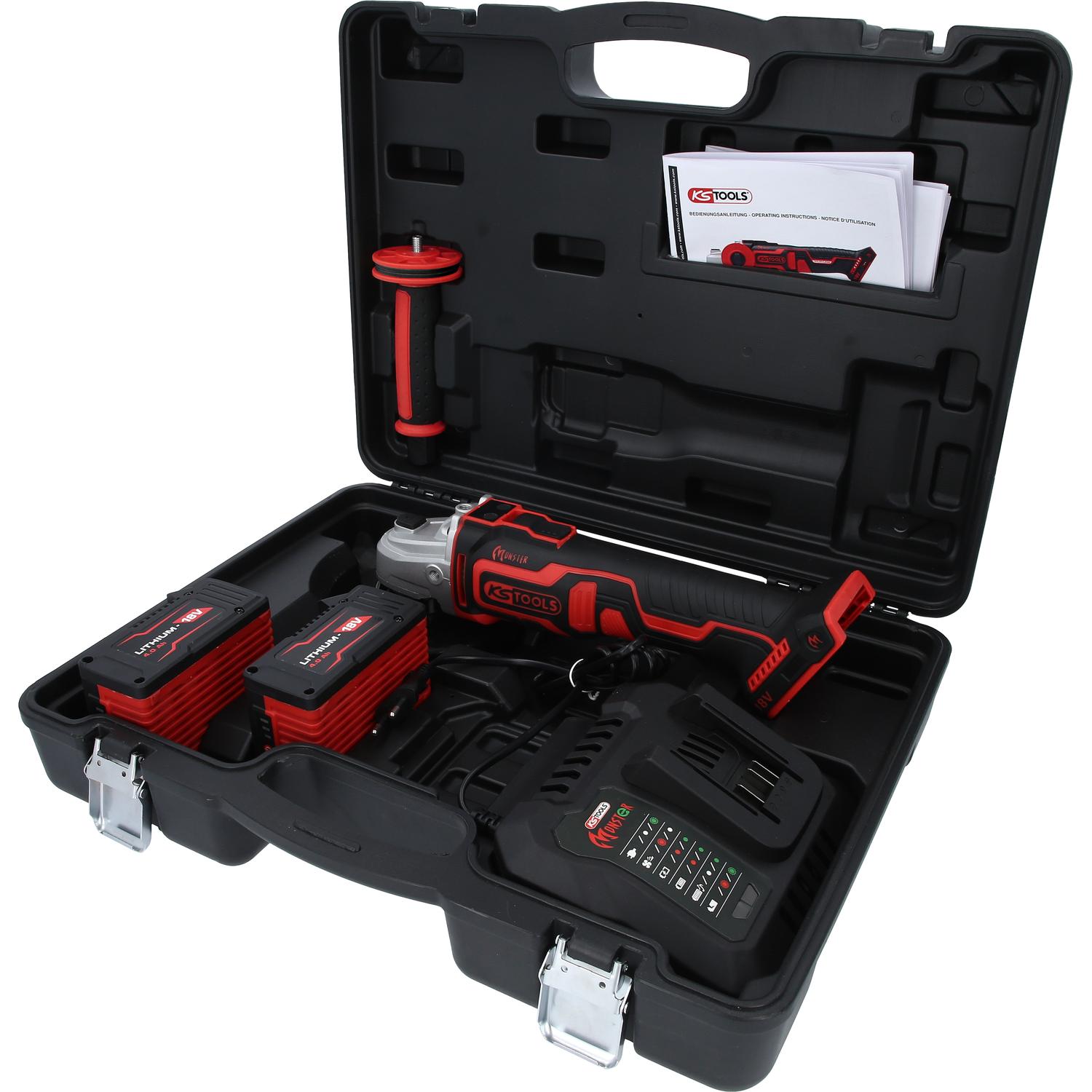 KS Tools eMONSTER Brushless-Akku-Winkelschleifer-Satz , 4-tlg-2 Hauptbild