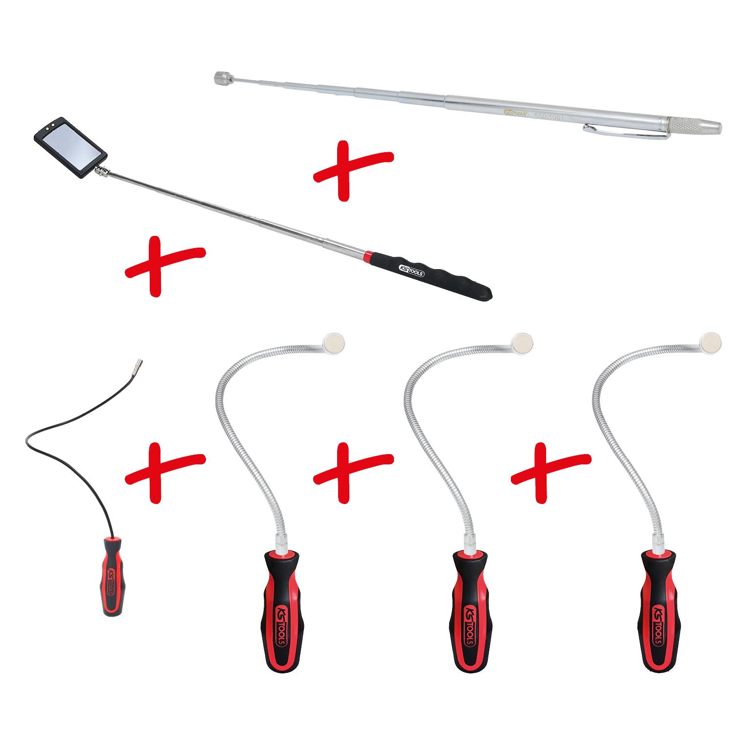 KS Tools Flexibler und Teleskop-Magnethalter und Inspektionsspiegel-Satz, 6-tlg-2 Hauptbild