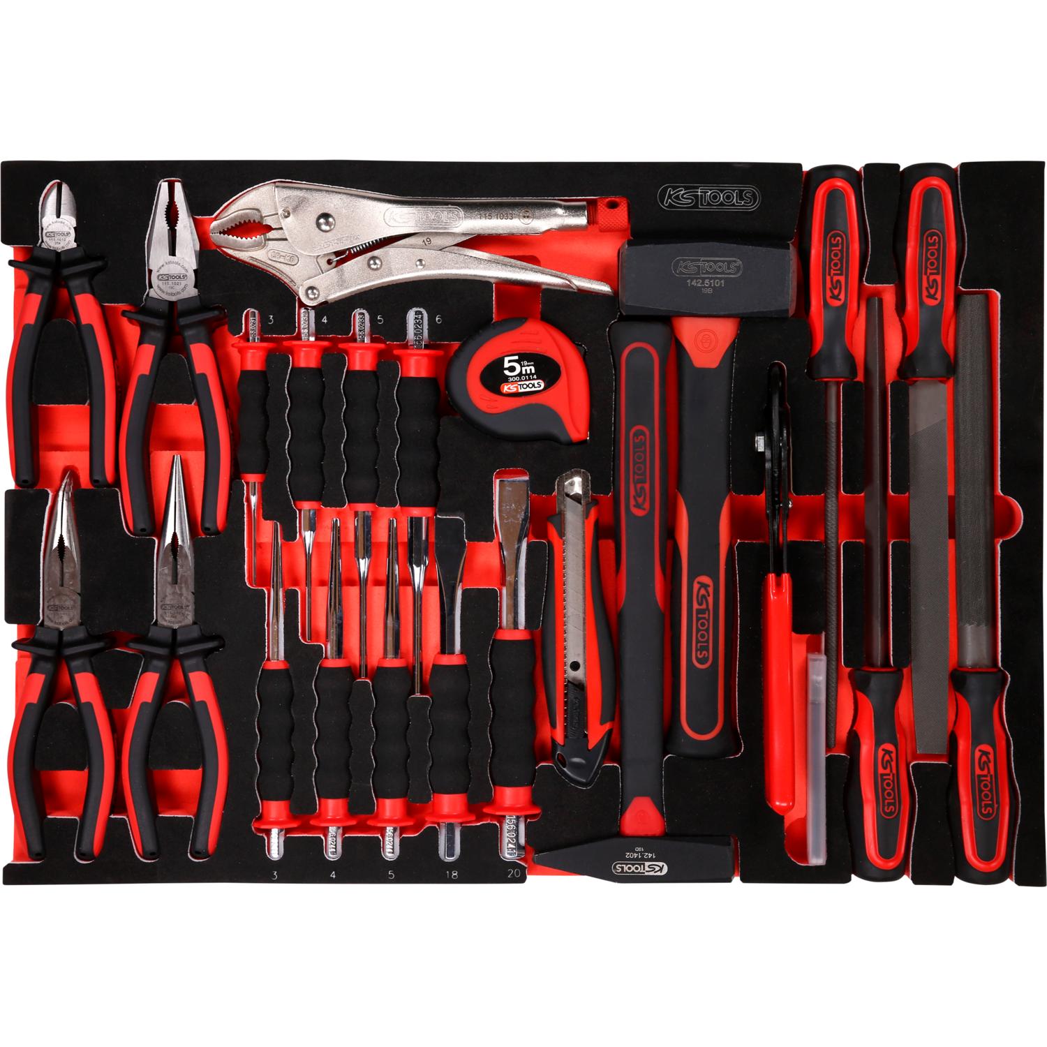 KS Tools Zangen- / Hammer- / und Meißel-Satz in Schaumstoffeinlage, 33-tlg-1 Hauptbild