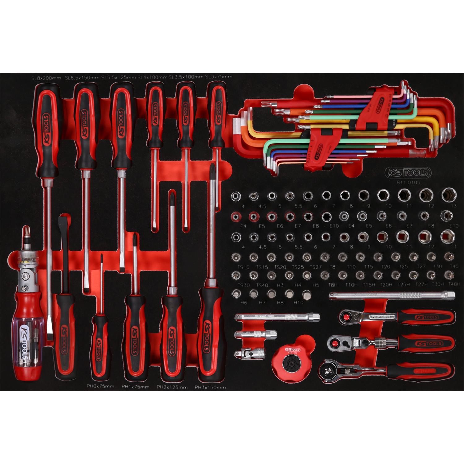 KS Tools 1/4" Steckschlüssel- / und Schraubendreher-Satz in Schaumstoffeinlage, 105-tlg-1 Hauptbild