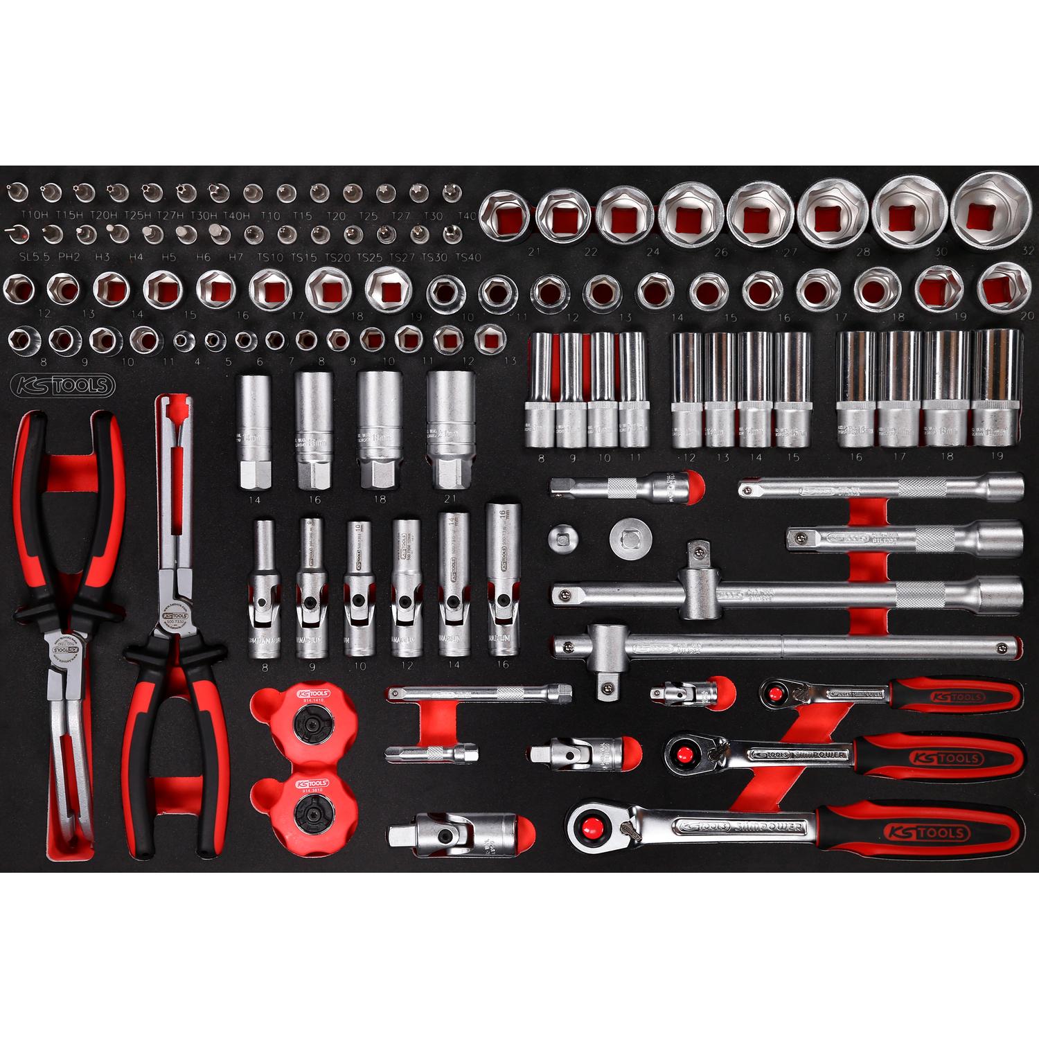 KS Tools 1/4" + 3/8" + 1/2" Steckschlüssel-Satz in Schaumstoffeinlage, 111-tlg-1 Hauptbild