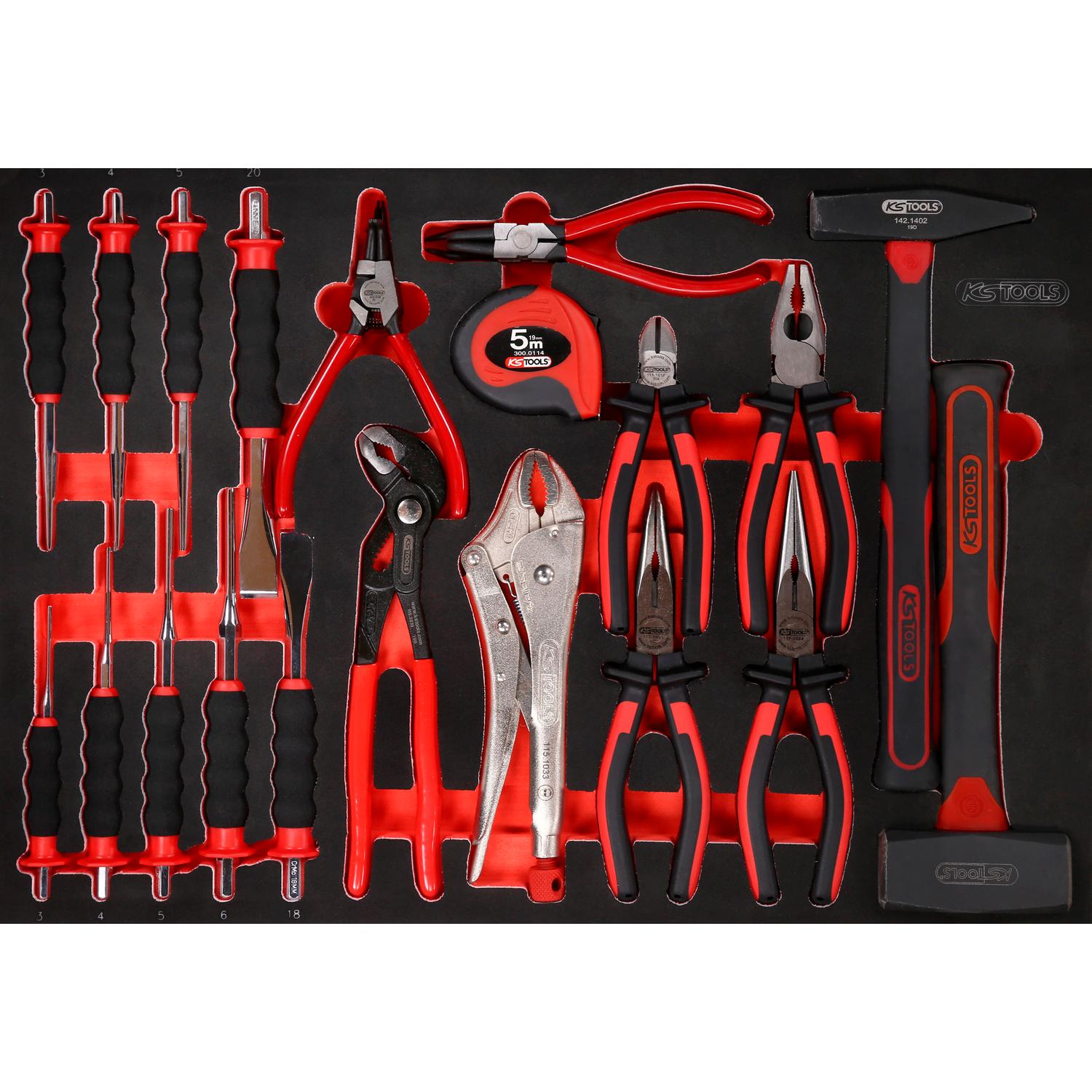 KS Tools Zangen- / Hammer- / und Meißel-Satz in Schaumstoffeinlage, 22-tlg-1 Hauptbild