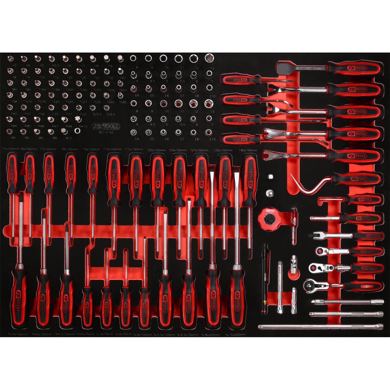 KS Tools 1/4" Steckschlüssel- / und Schraubendreher-Satz in Schaumstoffeinlage, 142-tlg-1 Hauptbild