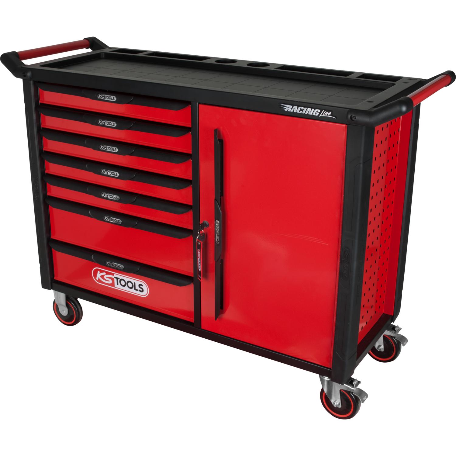 KS Tools RACINGline SCHWARZ/ROT Werkstattwagen mit 7 Schubladen und 1 Tür-2 Hauptbild